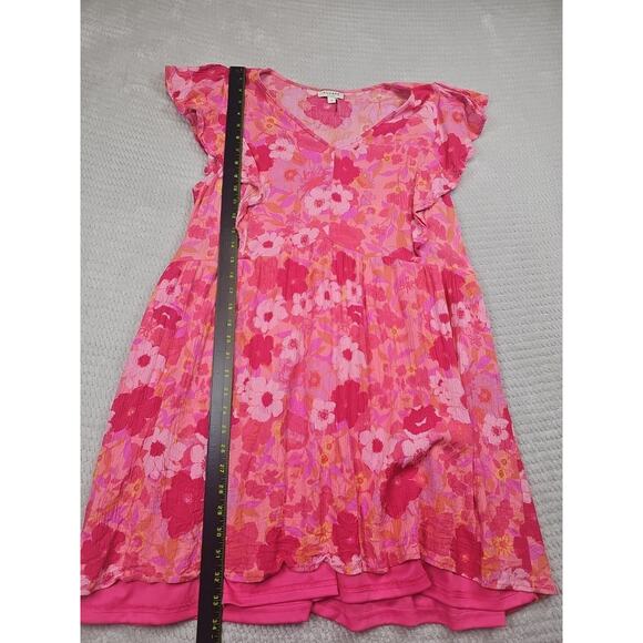 Andree By Unit Dress Womens 1X Floral Print Ruffled Vneck Tunic Dress - Picture 4 of 8